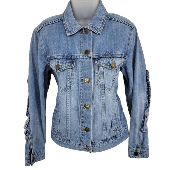Who What Wear Jackets & Blazers - Who What Wear Womens Ruffle Denim Jean Jacket Size S